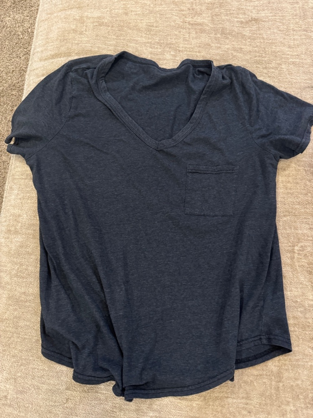 Casual V-Neck Pocket Tee in Deep Grey